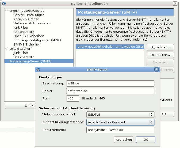 SMTP-Server konfigurieren
